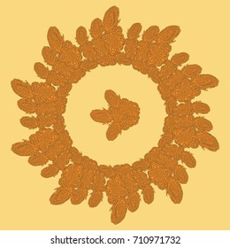 New symmetrical mandala in style zentangle inspired art with doodle. Decorative object can be used for wallpaper, pattern fills, web pages, surface textures.