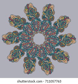 New symmetrical mandala in style zentangle inspired art with doodle. Decorative object can be used for wallpaper, pattern fills, web pages, surface textures.