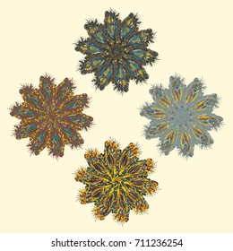 New symmetrical mandala in style zentangle inspired art with doodle. Decorative object can be used for wallpaper, pattern fills, web pages, surface textures.