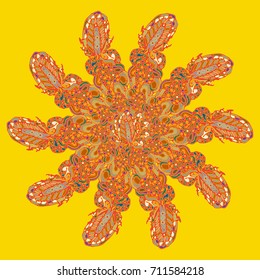 New symmetrical mandala in style zentangle inspired art with doodle. Decorative object can be used for wallpaper, pattern fills, web pages, surface textures.