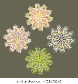 New symmetrical mandala in style zentangle inspired art with doodle. Decorative object can be used for wallpaper, pattern fills, web pages, surface textures.