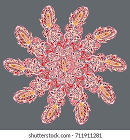 New symmetrical mandala in style zentangle inspired art with doodle. Decorative object can be used for wallpaper, pattern fills, web pages, surface textures.