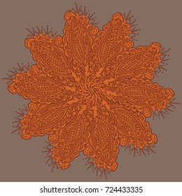New symmetrical mandala in style zentangle inspired art with doodle. Decorative object can be used for wallpaper, pattern fills, web pages, surface textures.