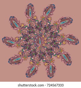 New symmetrical mandala in style zentangle inspired art with doodle. Decorative object can be used for wallpaper, pattern fills, web pages, surface textures.