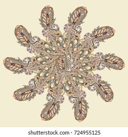 New symmetrical mandala in style zentangle inspired art with doodle. Decorative object can be used for wallpaper, pattern fills, web pages, surface textures.