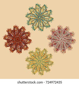 New symmetrical mandala in style zentangle inspired art with doodle. Decorative object can be used for wallpaper, pattern fills, web pages, surface textures.