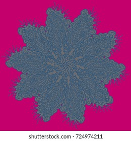New symmetrical mandala in style zentangle inspired art with doodle. Decorative object can be used for wallpaper, pattern fills, web pages, surface textures.