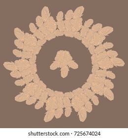 New symmetrical mandala in style zentangle inspired art with doodle. Decorative object can be used for wallpaper, pattern fills, web pages, surface textures.