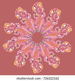 New symmetrical mandala in style zentangle inspired art with doodle. Decorative object can be used for wallpaper, pattern fills, web pages, surface textures.