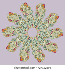 New symmetrical mandala in style zentangle inspired art with doodle. Decorative object can be used for wallpaper, pattern fills, web pages, surface textures.