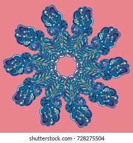 New symmetrical mandala in style zentangle inspired art with doodle. Decorative object can be used for wallpaper, pattern fills, web pages, surface textures.