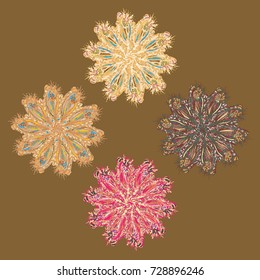 New symmetrical mandala in style zentangle inspired art with doodle. Decorative object can be used for wallpaper, pattern fills, web pages, surface textures.