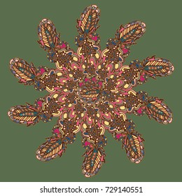 New symmetrical mandala in style zentangle inspired art with doodle. Decorative object can be used for wallpaper, pattern fills, web pages, surface textures.