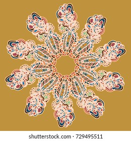 New symmetrical mandala in style zentangle inspired art with doodle. Decorative object can be used for wallpaper, pattern fills, web pages, surface textures.