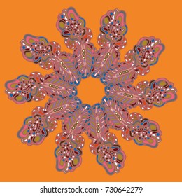 New symmetrical mandala in style zentangle inspired art with doodle. Decorative object can be used for wallpaper, pattern fills, web pages, surface textures.