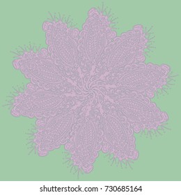 New symmetrical mandala in style zentangle inspired art with doodle. Decorative object can be used for wallpaper, pattern fills, web pages, surface textures.