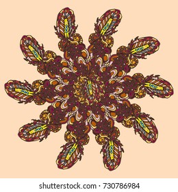 New symmetrical mandala in style zentangle inspired art with doodle. Decorative object can be used for wallpaper, pattern fills, web pages, surface textures.