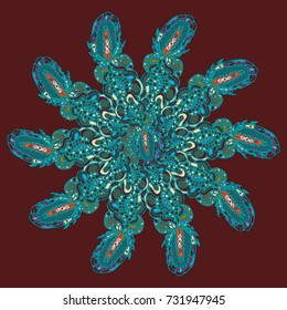 New symmetrical mandala in style zentangle inspired art with doodle. Decorative object can be used for wallpaper, pattern fills, web pages, surface textures.