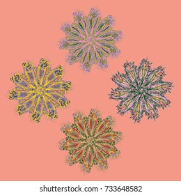 New symmetrical mandala in style zentangle inspired art with doodle. Decorative object can be used for wallpaper, pattern fills, web pages, surface textures.