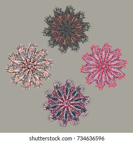 New symmetrical mandala in style zentangle inspired art with doodle. Decorative object can be used for wallpaper, pattern fills, web pages, surface textures.