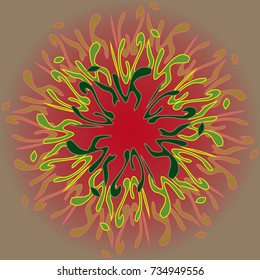 New symmetrical mandala in style zentangle inspired art with doodle. Decorative object can be used for wallpaper, pattern fills, web pages, surface textures.