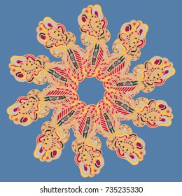 New symmetrical mandala in style zentangle inspired art with doodle. Decorative object can be used for wallpaper, pattern fills, web pages, surface textures.