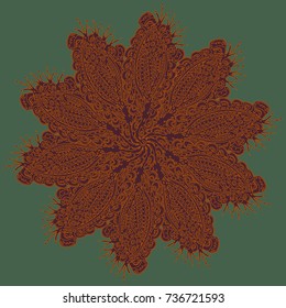 New symmetrical mandala in style zentangle inspired art with doodle. Decorative object can be used for wallpaper, pattern fills, web pages, surface textures.