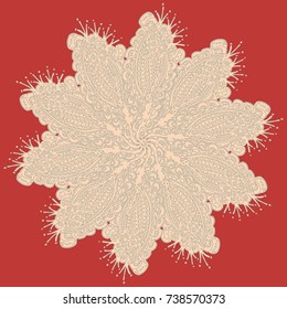 New symmetrical mandala in style zentangle inspired art with doodle. Decorative object can be used for wallpaper, pattern fills, web pages, surface textures.