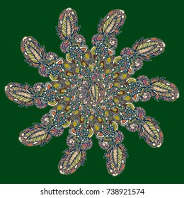 New symmetrical mandala in style zentangle inspired art with doodle. Decorative object can be used for wallpaper, pattern fills, web pages, surface textures.