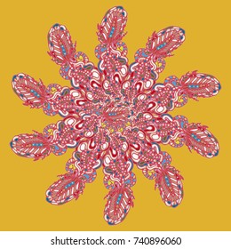 New symmetrical mandala in style zentangle inspired art with doodle. Decorative object can be used for wallpaper, pattern fills, web pages, surface textures.