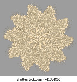 New symmetrical mandala in style zentangle inspired art with doodle. Decorative object can be used for wallpaper, pattern fills, web pages, surface textures.
