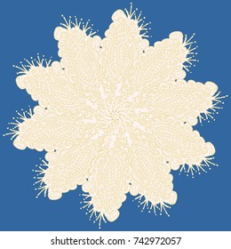 New symmetrical mandala in style zentangle inspired art with doodle. Decorative object can be used for wallpaper, pattern fills, web pages, surface textures.