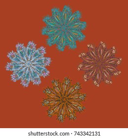 New symmetrical mandala in style zentangle inspired art with doodle. Decorative object can be used for wallpaper, pattern fills, web pages, surface textures.
