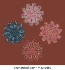 New symmetrical mandala in style zentangle inspired art with doodle. Decorative object can be used for wallpaper, pattern fills, web pages, surface textures.