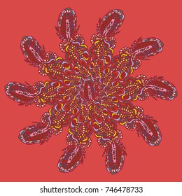 New symmetrical mandala in style zentangle inspired art with doodle. Decorative object can be used for wallpaper, pattern fills, web pages, surface textures.