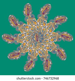 New symmetrical mandala in style zentangle inspired art with doodle. Decorative object can be used for wallpaper, pattern fills, web pages, surface textures.