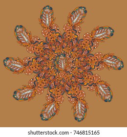 New symmetrical mandala in style zentangle inspired art with doodle. Decorative object can be used for wallpaper, pattern fills, web pages, surface textures.
