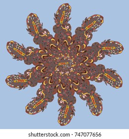 New symmetrical mandala in style zentangle inspired art with doodle. Decorative object can be used for wallpaper, pattern fills, web pages, surface textures.