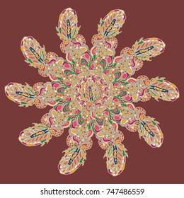New symmetrical mandala in style zentangle inspired art with doodle. Decorative object can be used for wallpaper, pattern fills, web pages, surface textures.