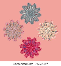New symmetrical mandala in style zentangle inspired art with doodle. Decorative object can be used for wallpaper, pattern fills, web pages, surface textures.