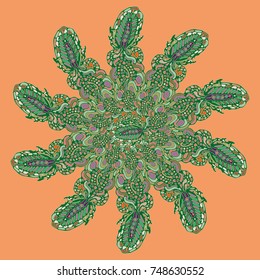 New symmetrical mandala in style zentangle inspired art with doodle. Decorative object can be used for wallpaper, pattern fills, web pages, surface textures.