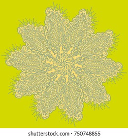 New symmetrical mandala in style zentangle inspired art with doodle. Decorative object can be used for wallpaper, pattern fills, web pages, surface textures.