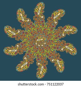 New symmetrical mandala in style zentangle inspired art with doodle. Decorative object can be used for wallpaper, pattern fills, web pages, surface textures.