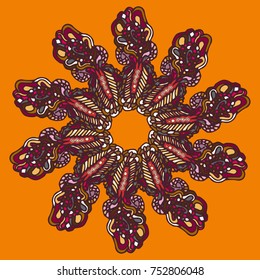 New symmetrical mandala in style zentangle inspired art with doodle. Decorative object can be used for wallpaper, pattern fills, web pages, surface textures.
