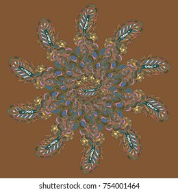 New symmetrical mandala in style zentangle inspired art with doodle. Decorative object can be used for wallpaper, pattern fills, web pages, surface textures.