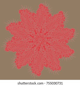 New symmetrical mandala in style zentangle inspired art with doodle. Decorative object can be used for wallpaper, pattern fills, web pages, surface textures.