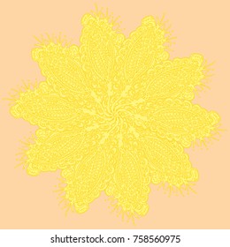 New symmetrical mandala in style zentangle inspired art with doodle. Decorative object can be used for wallpaper, pattern fills, web pages, surface textures.