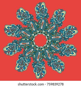 New symmetrical mandala in style zentangle inspired art with doodle. Decorative object can be used for wallpaper, pattern fills, web pages, surface textures.