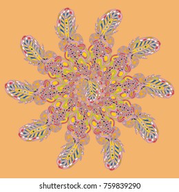 New symmetrical mandala in style zentangle inspired art with doodle. Decorative object can be used for wallpaper, pattern fills, web pages, surface textures.