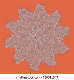 New symmetrical mandala in style zentangle inspired art with doodle. Decorative object can be used for wallpaper, pattern fills, web pages, surface textures.